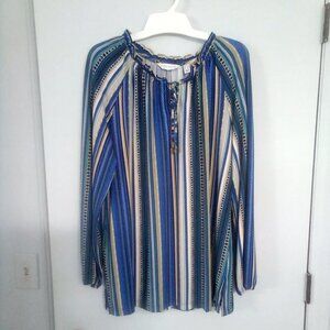Susan Graver 1X Blue Striped  Top